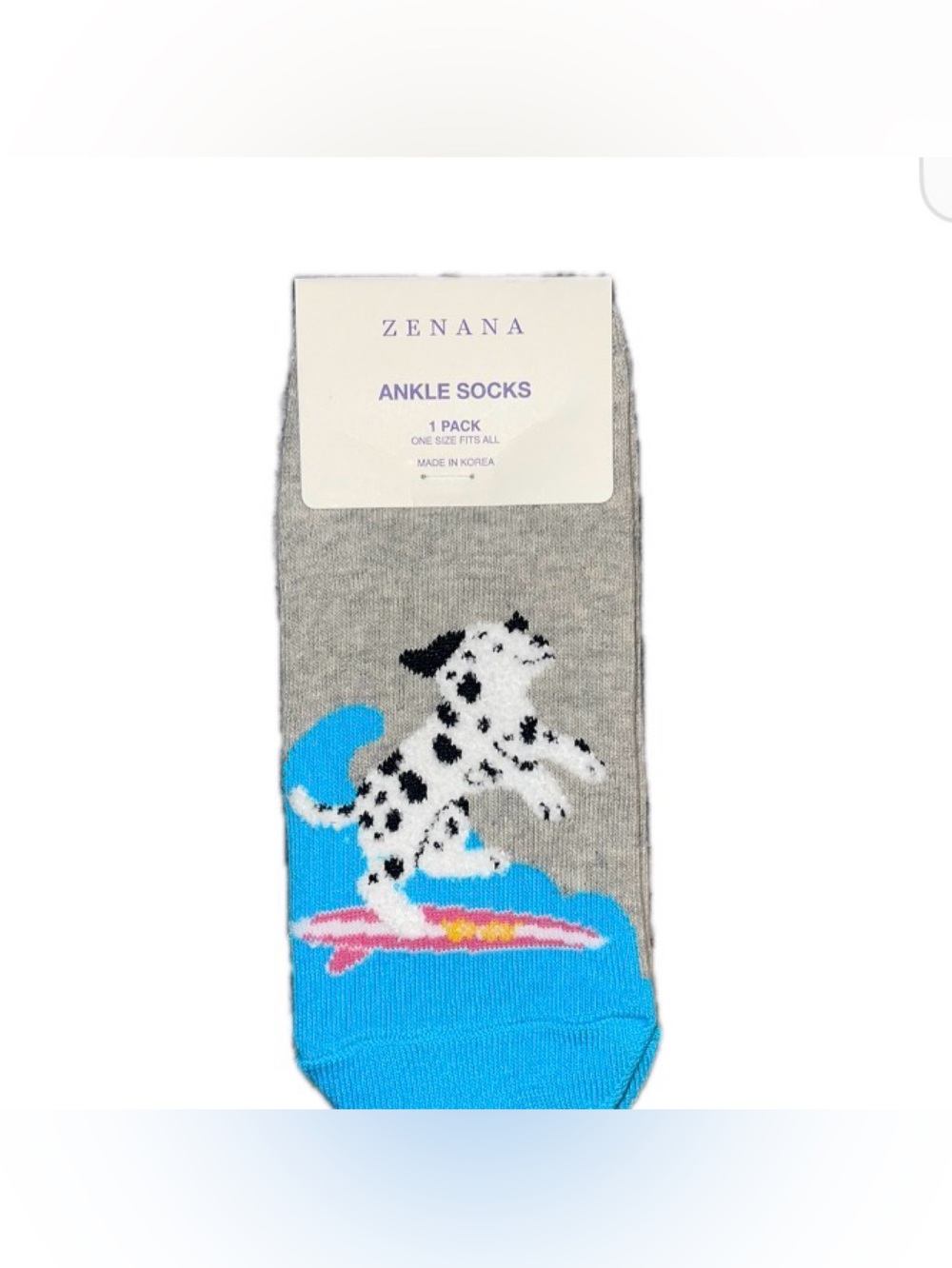 Zenana Outfitters Grey & Blue Dalmatian Surf Ankle Socks